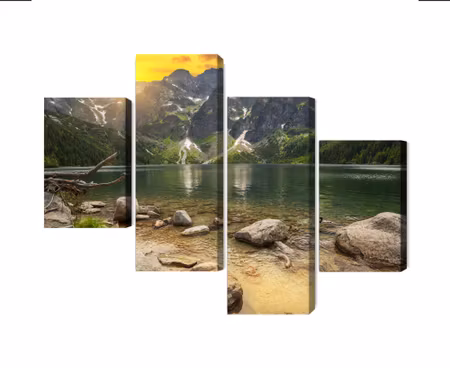 Canvastavla - Morskie oko in tatra mountains at sunset