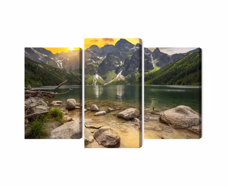 Canvastavla - Morskie oko in tatra mountains at sunset