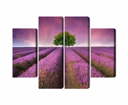 Canvastavla - A tree in the middle of a 3d lavender