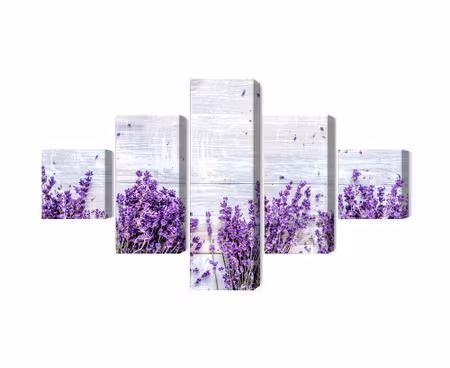Canvastavla - Lavender flowers on a rustic wooden