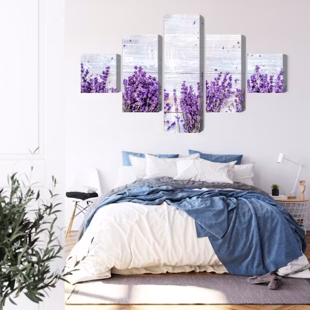 Canvastavla - Lavender flowers on a rustic wooden