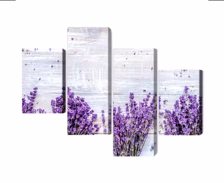 Canvastavla - Lavender flowers on a rustic wooden