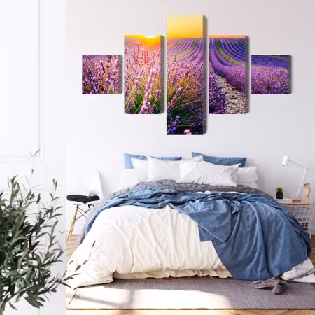 Canvastavla - Lavender field at sunset 3d