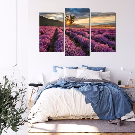Canvastavla - Lavender field at sunset 3d