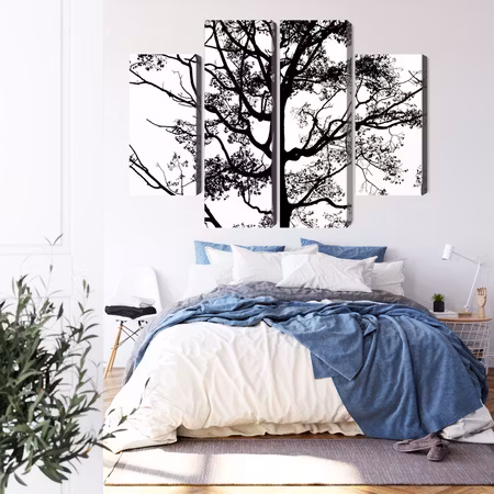 Canvastavla - Black tree on a white background