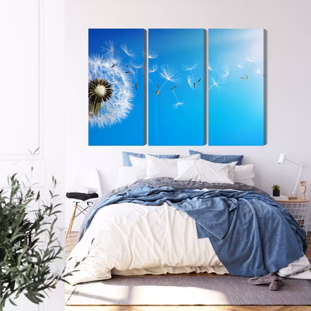 Canvastavla - Dandelion with flying seeds