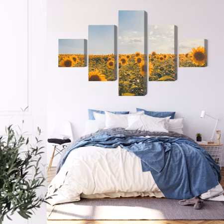 Canvastavla - Sunflower field on a summer day 3d