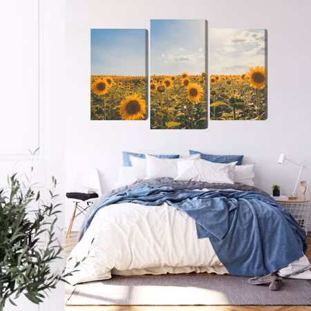 Canvastavla - Sunflower field on a summer day 3d