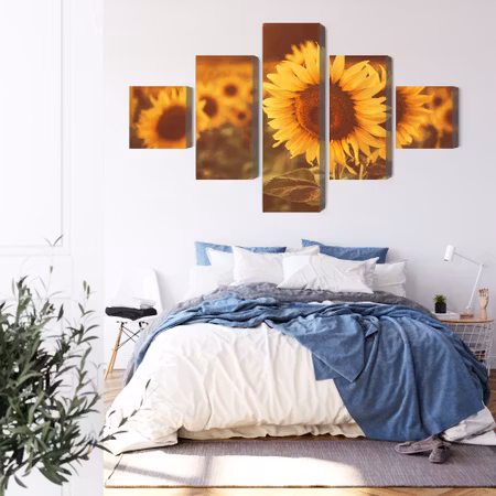 Canvastavla - A field of sunflowers in a retro 3d style