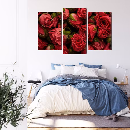 Canvastavla - Roses with water drops