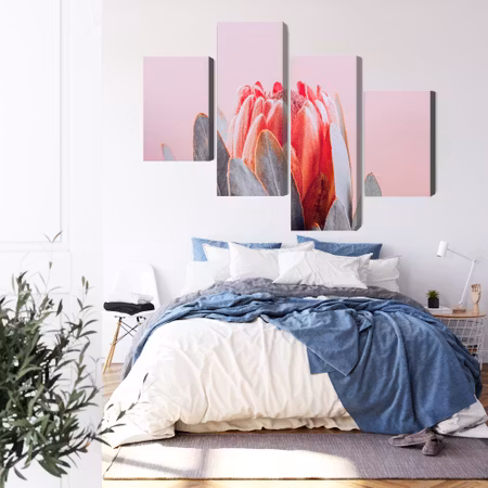 Canvastavla - Flower of the royal protea close up