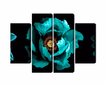 Canvastavla - Turquoise flowers on a black background