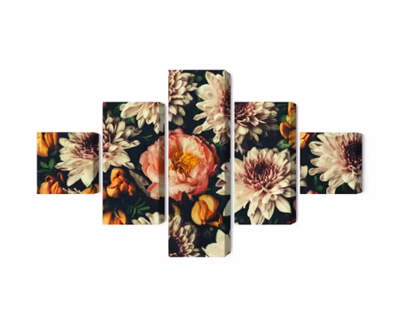 Canvastavla - Variety of colorful 3d flowers