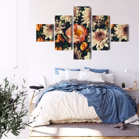 Canvastavla - Variety of colorful 3d flowers