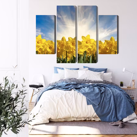 Canvastavla - 3d daffodils field