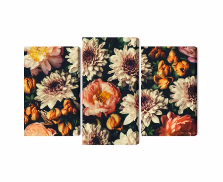 Canvastavla - Variety of colorful 3d flowers