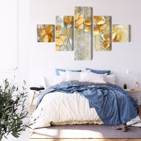 Canvastavla - Decorative flowers in shades of beige