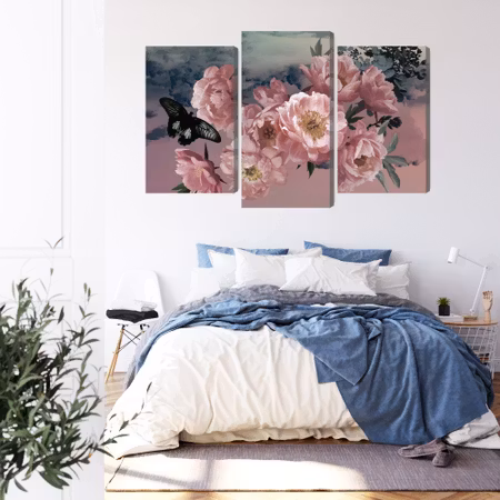 Canvastavla - Bouquet of flowers and a butterfly