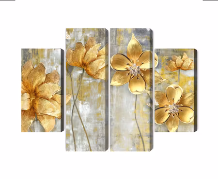 Canvastavla - Decorative flowers in shades of beige