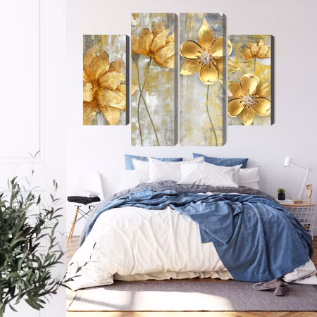 Canvastavla - Decorative flowers in shades of beige