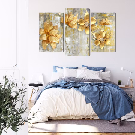 Canvastavla - Decorative flowers in shades of beige