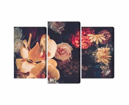 Canvastavla - Multi-colored flowers in vintage style