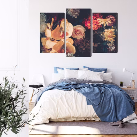 Canvastavla - Multi-colored flowers in vintage style