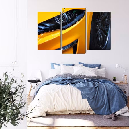 Canvastavla - Front of a yellow sports car