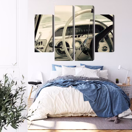 Canvastavla - The interior of a classic american car