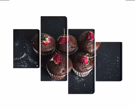 Canvastavla - Chocolate muffins with roses