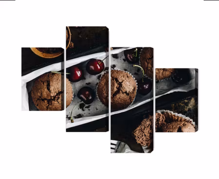 Canvastavla - Muffins with cherries