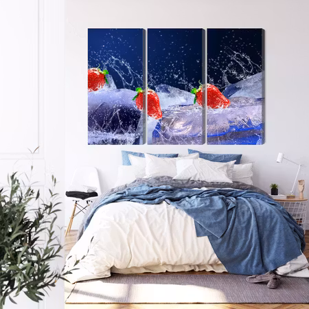 Canvastavla - Strawberries on ice