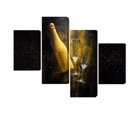 Canvastavla - Golden bottle of champagne