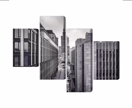 Canvastavla - Black and white panorama of the center