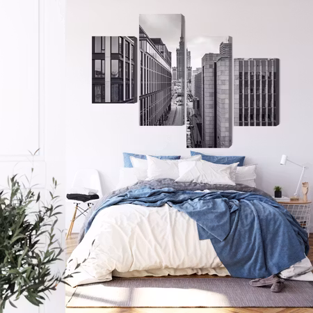 Canvastavla - Black and white panorama of the center