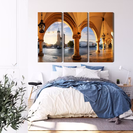 Canvastavla - View of krakow at sunset