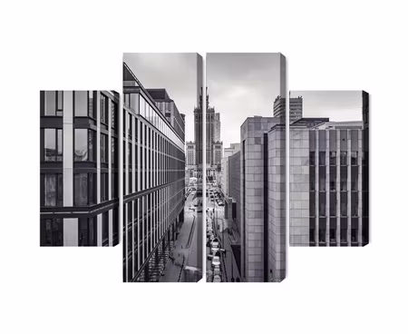 Canvastavla - Black and white panorama of the center