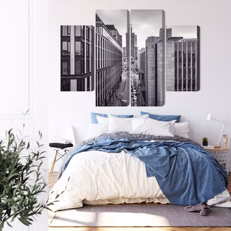 Canvastavla - Black and white panorama of the center