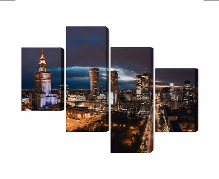 Canvastavla - Panorama of the center of warsaw at night