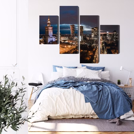 Canvastavla - Panorama of the center of warsaw at night