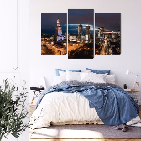 Canvastavla - Panorama of the center of warsaw at night