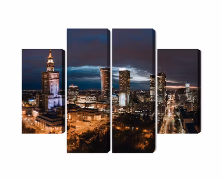 Canvastavla - Panorama of the center of warsaw at night