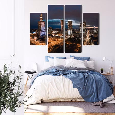 Canvastavla - Panorama of the center of warsaw at night