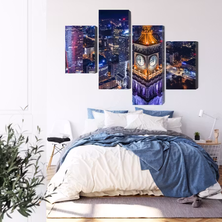 Canvastavla - Warsaw panorama at night