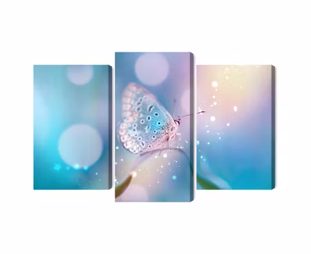 Canvastavla - A delicate butterfly on a blade of grass