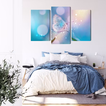 Canvastavla - A delicate butterfly on a blade of grass