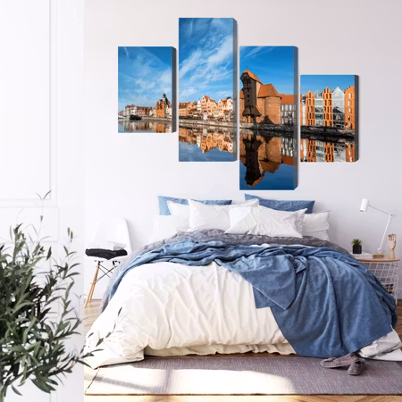 Canvastavla - Panorama of gda?sk overlooking the river