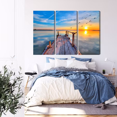 Canvastavla - West by the lake