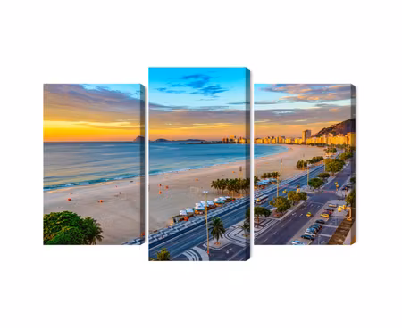 Canvastavla - Sunrise view of copacabana beach and