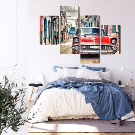 Canvastavla - Red chevrolet car in retro style